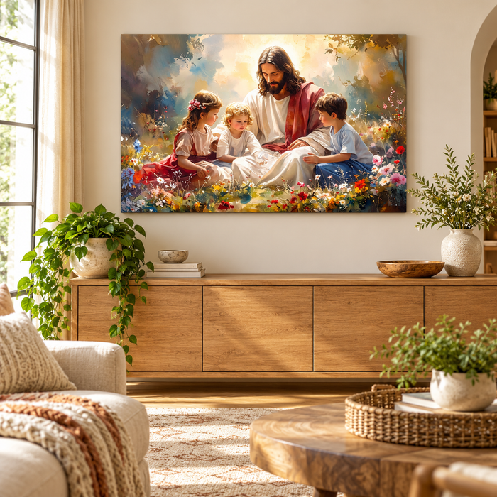 Jesus With Children Faith Wall Art II