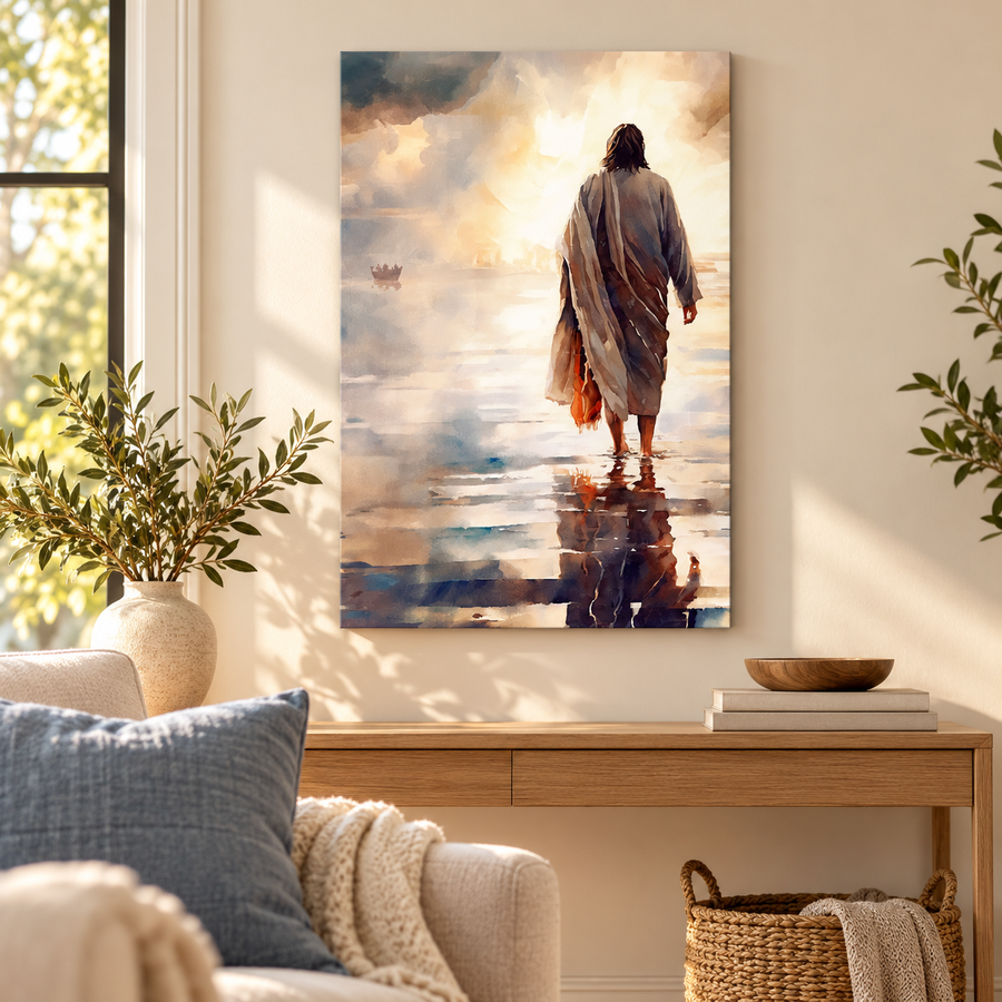 Jesus Walking on Water Wall Art Canvas Print