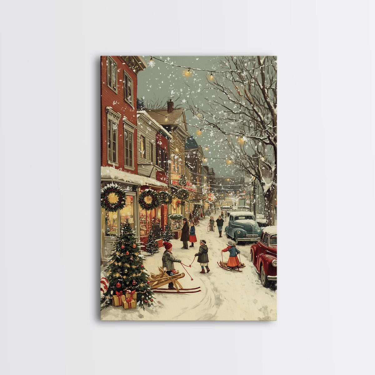 Vintage Christmas Town Scene