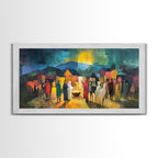Christmas Nativity Scene Art Print - Mary, Joseph and Baby Jesus in Bethlehem Abstract Oil Painting Print