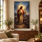 Jesus Protects The Lamb From Wolves Faith Wall Art V