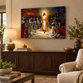 Golden Robe Among Soldiers Jesus Glass Wall Art