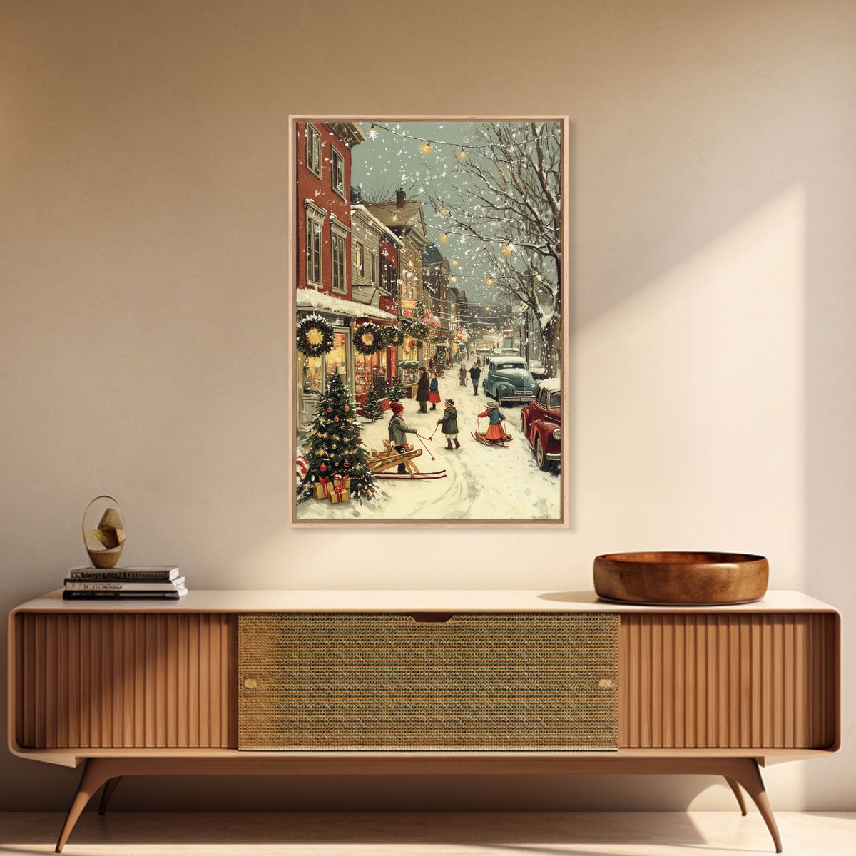 Vintage Christmas Town Scene