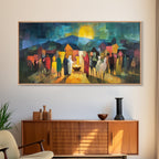 Christmas Nativity Scene Art Print - Mary, Joseph and Baby Jesus in Bethlehem Abstract Oil Painting Print