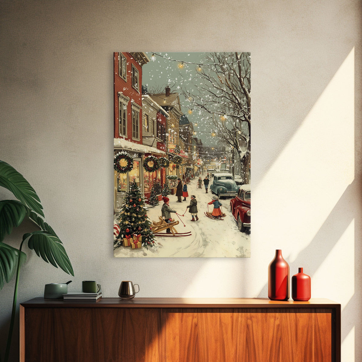 Vintage Christmas Town Scene