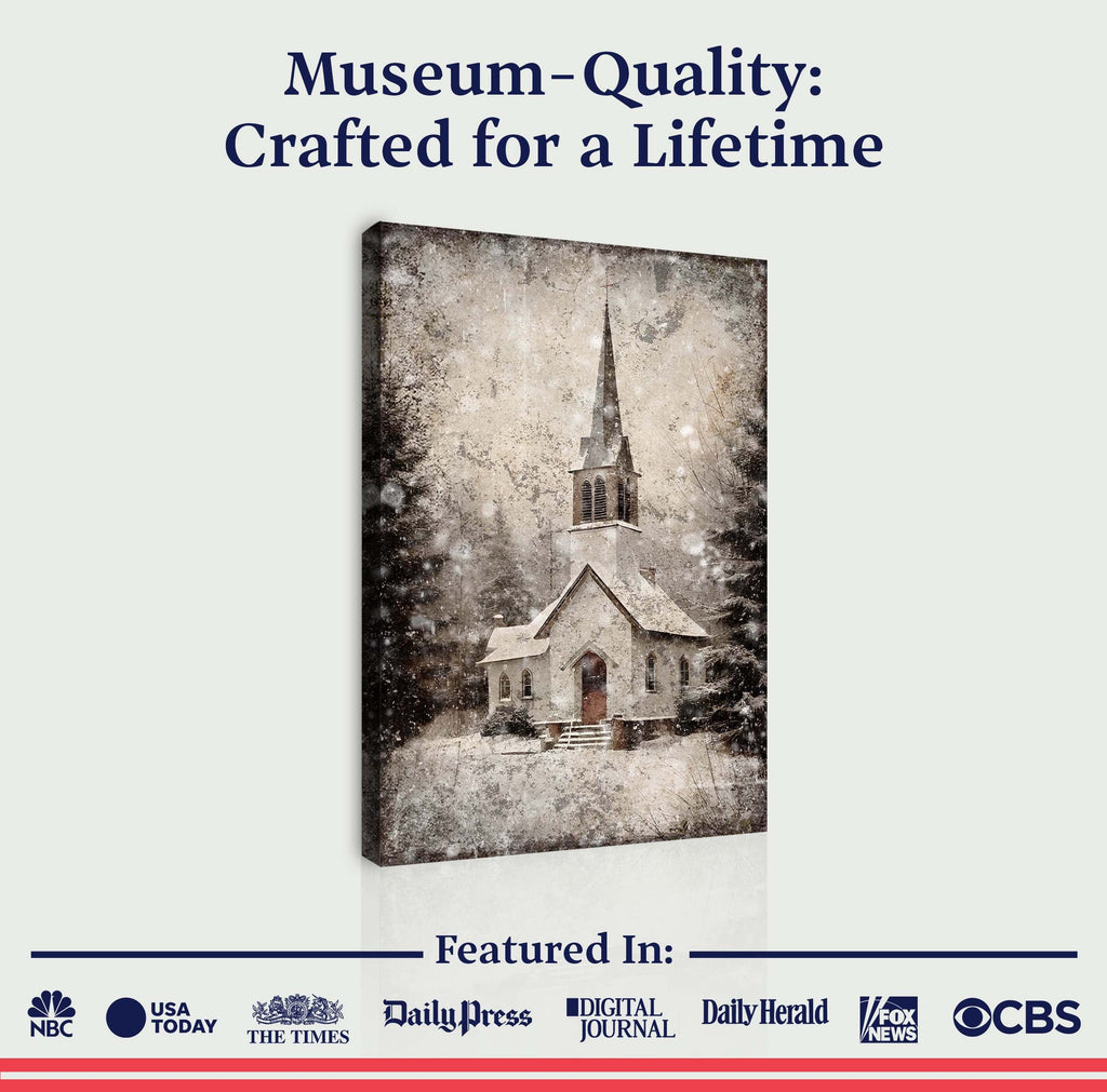 Vintage Church Christmas Wall Art