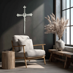 Christian Barbed Wire Cross Metal Wall Art – Religious Rustic Home Decor- KAF553