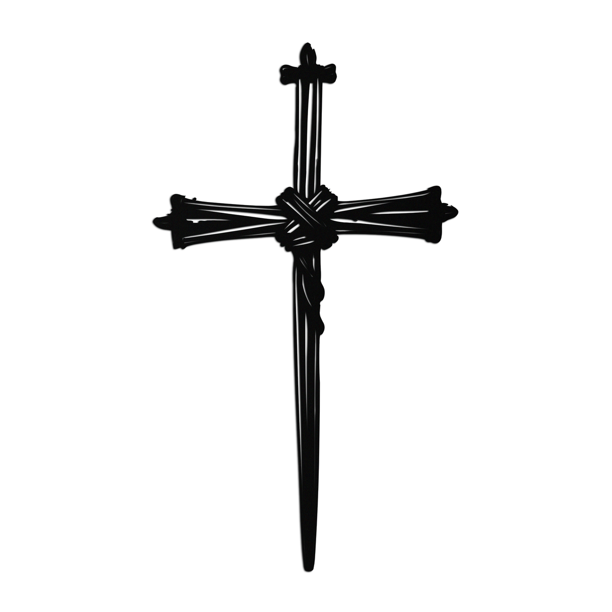 Christian Barbed Wire Cross Metal Wall Art – Religious Rustic Home Decor- KAF553