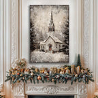 Vintage Church Christmas Wall Art