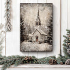Vintage Church Christmas Wall Art