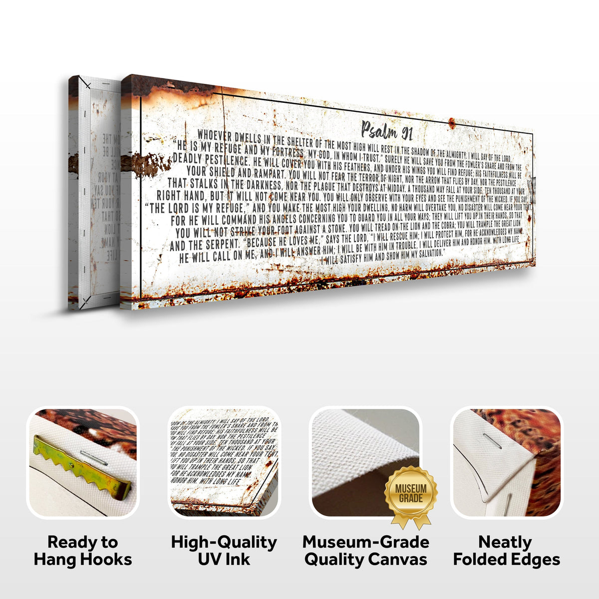 Psalm 91: He Is My Refuge – Rustic Christian Wall Art