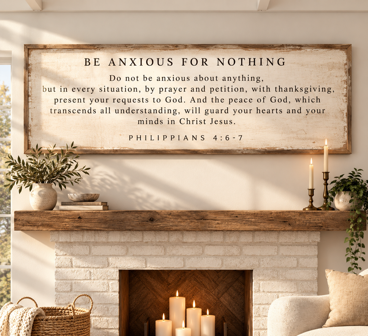 Philippians 4:6-7 - Be Anxious For Nothing Sign